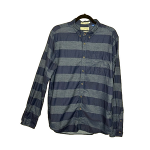 T2 Denim and Flower Premium Denim Long Sleeve Striped button down size Large